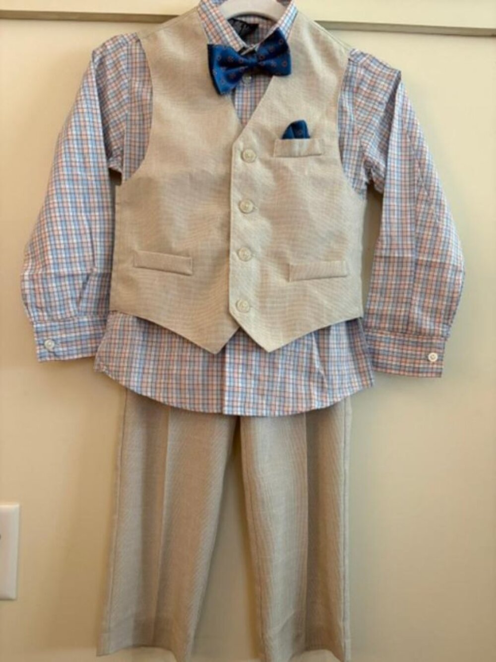 Nautica Suit Set Boys 4 Piece Vest Shirt Pants Bow Tie Formal Wedding Size 6 NWT